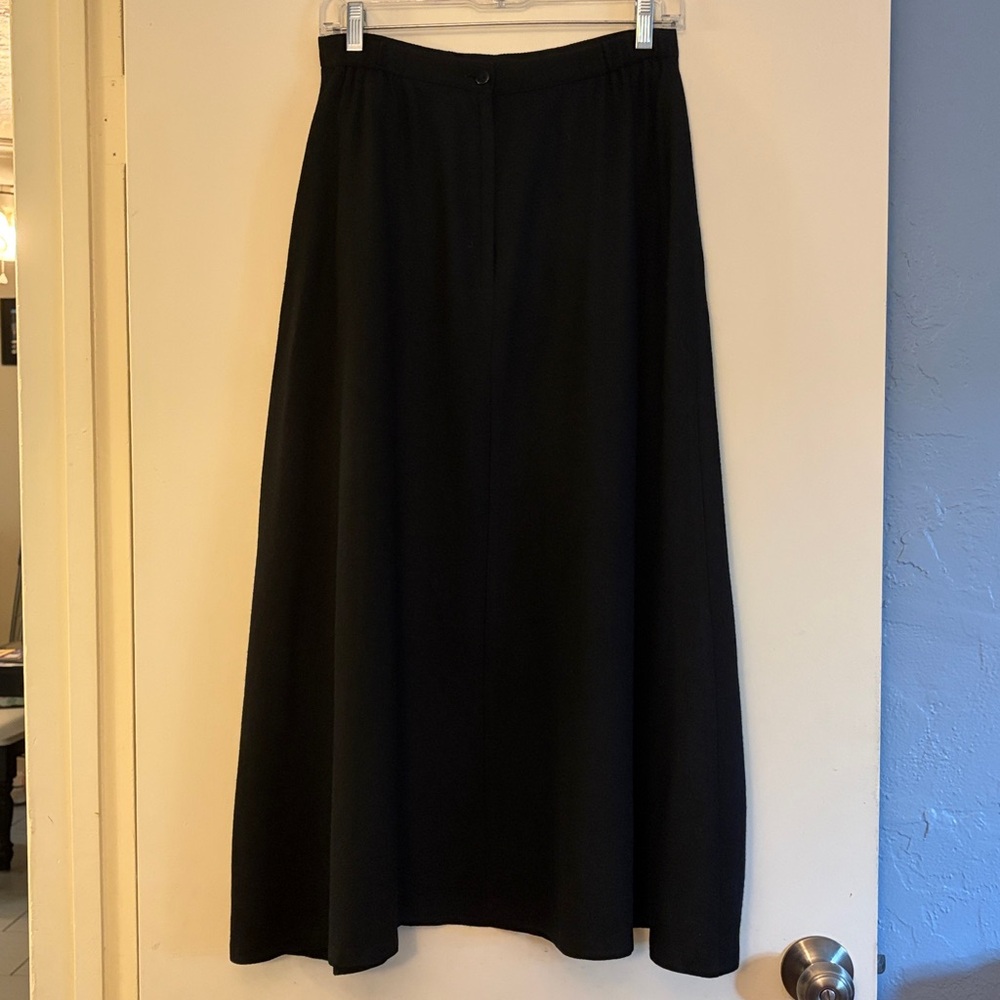 Requirements Vintage Classic Academia Preppy Black Maxi Virgin Wool Skirt, 10 - Picture 5 of 7